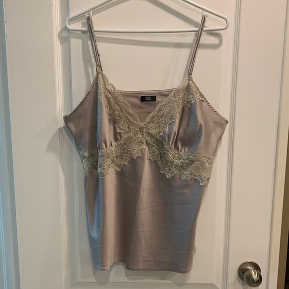 Lavender Cami, satin and cream coloured lace - Picture 2 of 6